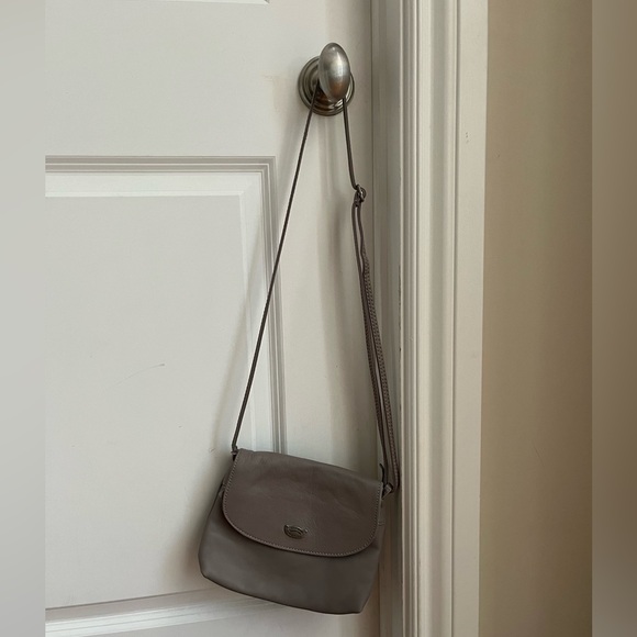 GREY ITALIAN LEATHER CROSSBODY BAG - Picture 2 of 5